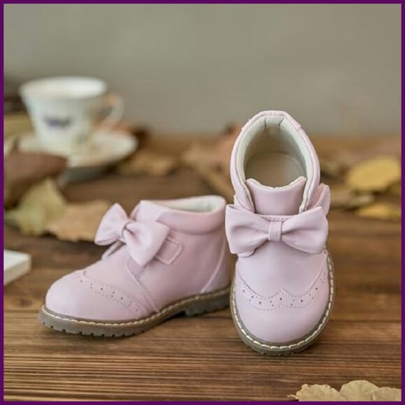 Toddler Girls Leather Boots Mid Calf Water Resistant Memory Foam Insole - Picture 4 of 8